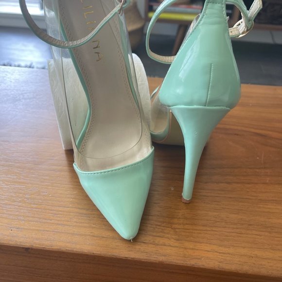 Mint/Clear stilleto heels - 4.5 inches - Picture 2 of 6